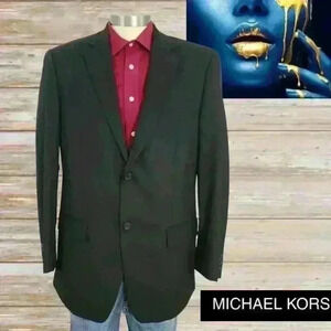 MICHAEL KORS MENS SOLID BLACK SPORT COAT BLAZER 39R